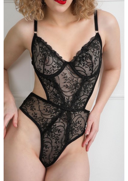 Dantelli Desteksiz Balenli Tül Body/bodysuit - B Cup 75-80-85-90 fırsatları
