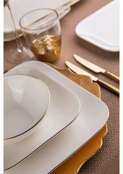 Bone Minas 24 Parça 6 Kişilik Yemek Takım Altın Fileli modelleri