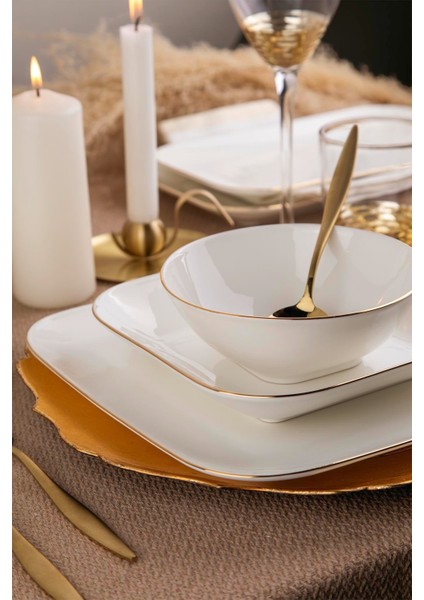 Bone Minas 24 Parça 6 Kişilik Yemek Takım Altın Fileli fırsatları