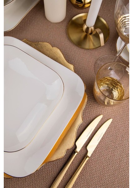 Bone Minas 24 Parça 6 Kişilik Yemek Takım Altın Fileli indirimleri