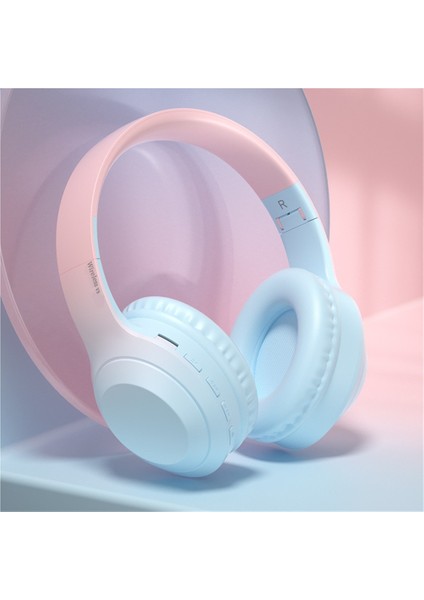 Kızlar Için Aydınlık Bluetooth Kulaklık Kablosuz Oyun Gürültü Önleyici Kulaklık Degrade Renk Kart Eklemeli Katlanır (Yurt Dışından)