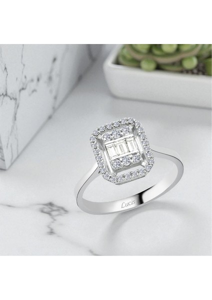 0.23 Karat Pırlanta Baget Yüzük L059816 fiyatları