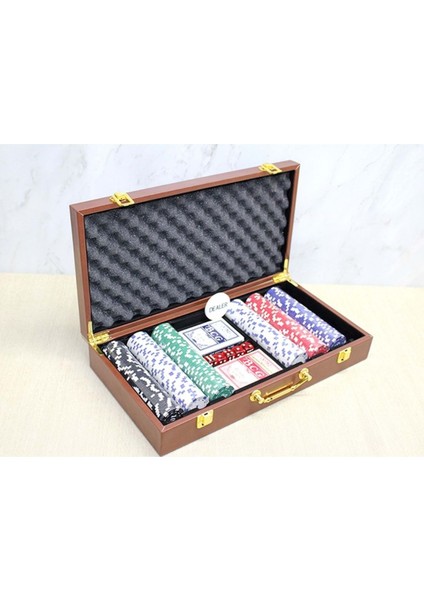 Lüx Deri Çantalı 300'LÜ Poker Oyun Seti 2 Adet Iskambil Deste Kağıt Profesyonel Kalite Şık Tasarım