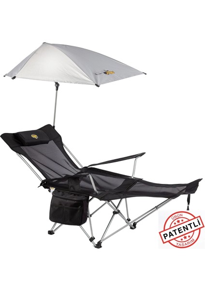 Legend Şemsiyeli Yatabilen Kamp Sandalyesi - Siyah fiyatları