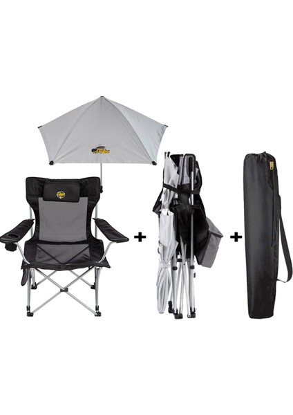 Legend Şemsiyeli Yatabilen Kamp Sandalyesi - Siyah fırsatları