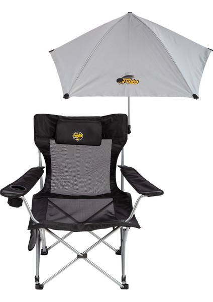 Legend Şemsiyeli Yatabilen Kamp Sandalyesi - Siyah