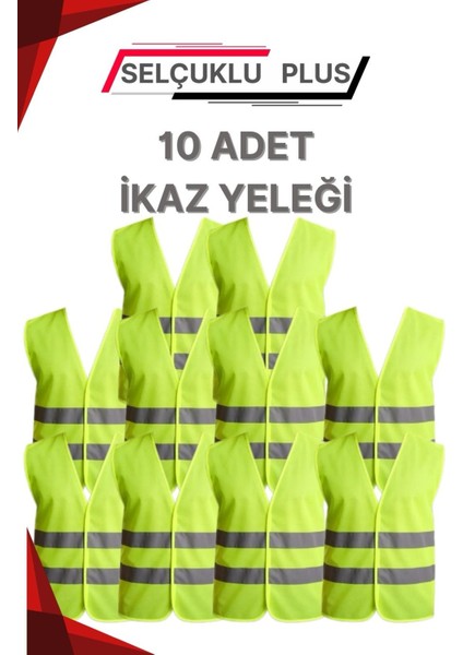 Işçi Ikaz Fosforlu Reflektörlü Yelek 10 Adet Standart