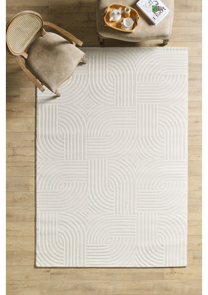 Modern Halı Salon Halısı Oturma Odası Halısı Yolluk Krem Halı Hav Toz Vermez Kolay Temizlenebilir