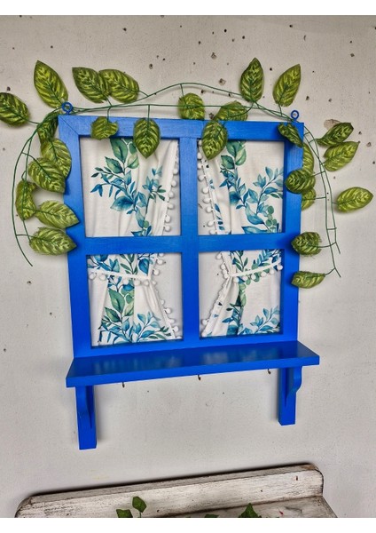 Ahşap Dekoratif Pencere Tasarımı,Balkon Duvarları ve Bahçeler İçin, 50×70 cm ,Tamamı El Boyaması