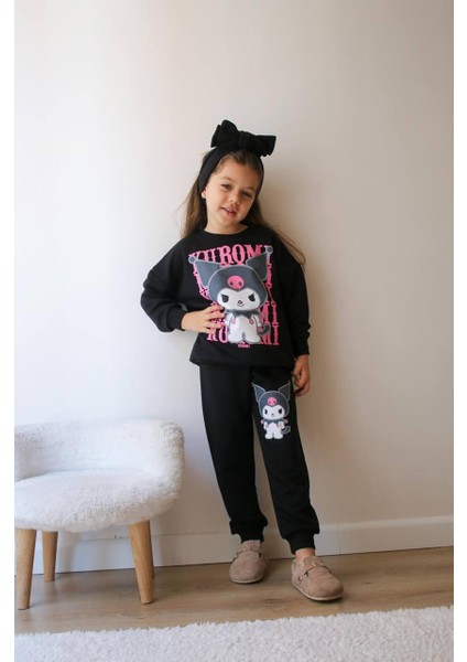 Kuromi Baskılı 3 Iplik Kız Çocuk Alt Üst Süper Tarz Takım