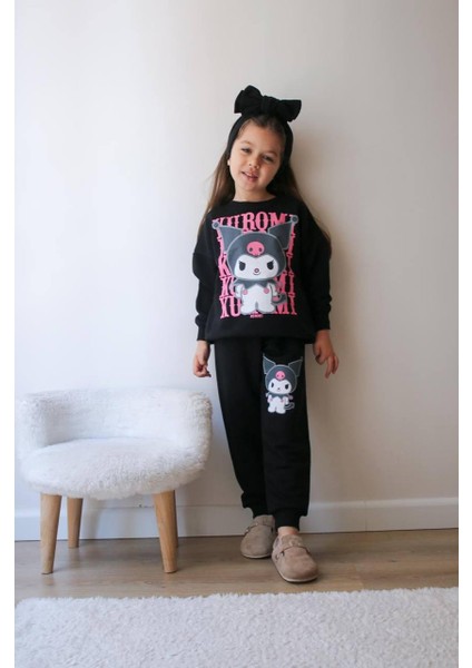 Kuromi Baskılı 3 Iplik Kız Çocuk Alt Üst Süper Tarz Takım fiyatları