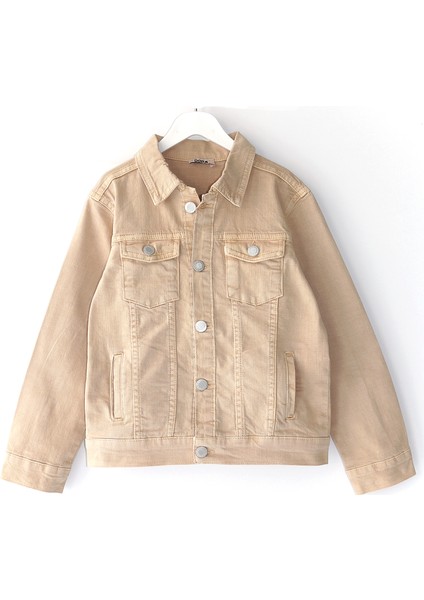 Erkek Çocuk Cep Detaylı Denim Kot Denim Ceket 5-14 Yaş Bej 001-0002101