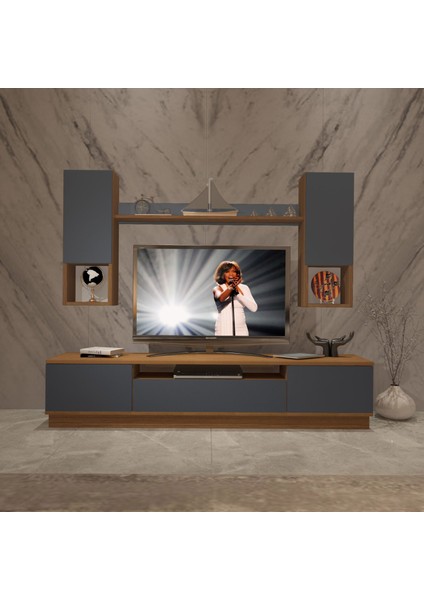 Trio 5das Mdf Tv Ünitesi Tv Sehpası - Ceviz - Antrasit fiyatları