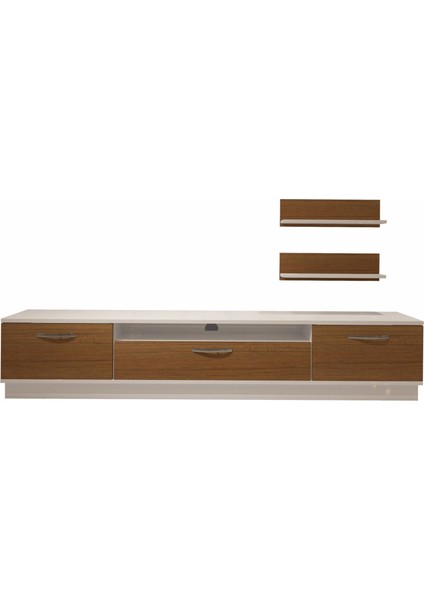 Trio 4s Mdf Tv Ünitesi Tv Sehpası - Beyaz - Ceviz fırsatları