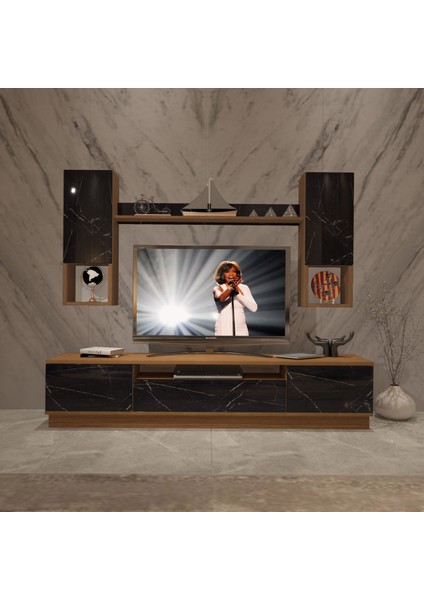 Trio 5das Mdf Tv Ünitesi Tv Sehpası - Ceviz - Siyah Mermer fiyatları
