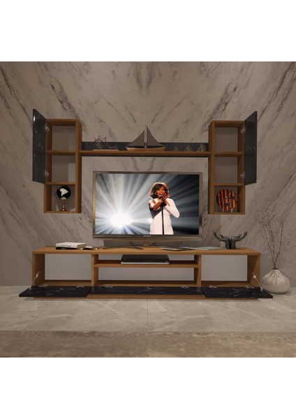 Trio 5das Mdf Tv Ünitesi Tv Sehpası - Ceviz - Siyah Mermer modelleri