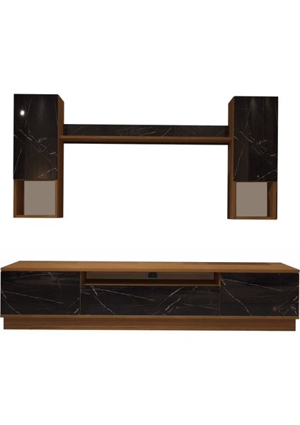 Trio 5das Mdf Tv Ünitesi Tv Sehpası - Ceviz - Siyah Mermer fırsatları