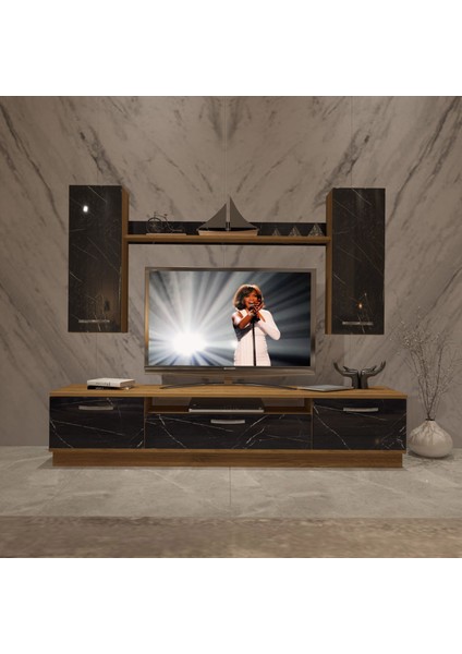 Trio 5d Mdf Tv Ünitesi Tv Sehpası - Pera - Siyah Mermer fiyatları