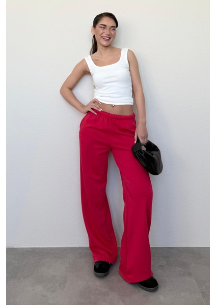 Kırmızı Bol Paça Kadın Eşofman Altı MG2279 fiyatları