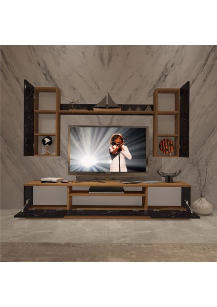 Trio 5d Mdf Tv Ünitesi Tv Sehpası - Ceviz - Siyah Mermer modelleri