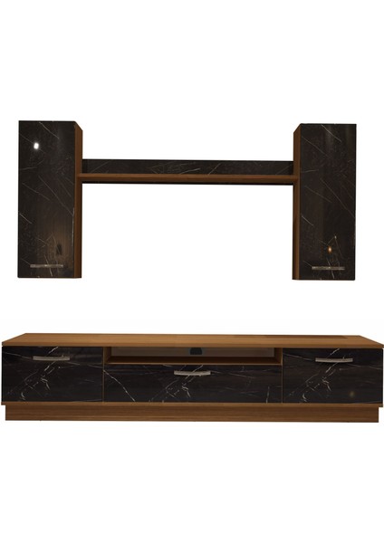 Trio 5d Mdf Tv Ünitesi Tv Sehpası - Ceviz - Siyah Mermer fırsatları