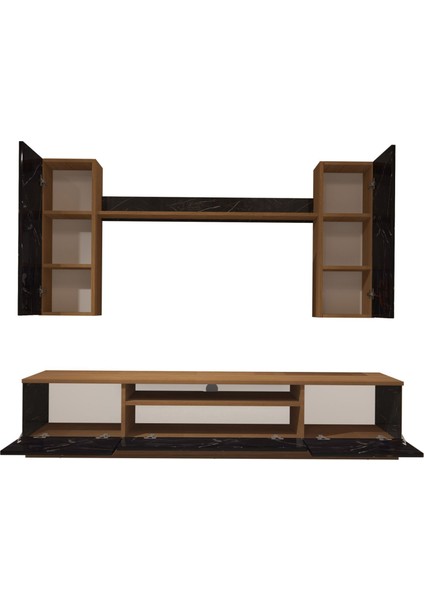 Trio 5d Mdf Tv Ünitesi Tv Sehpası - Ceviz - Siyah Mermer indirimleri