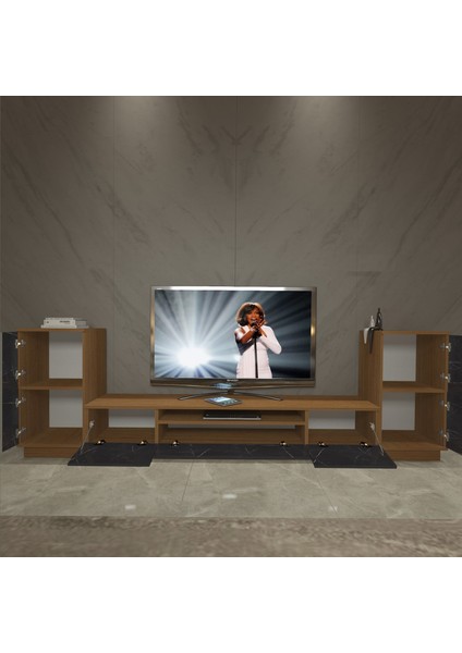 Trio ON2S Mdf Tv Ünitesi Tv Sehpası - Ceviz - Siyah Mermer modelleri