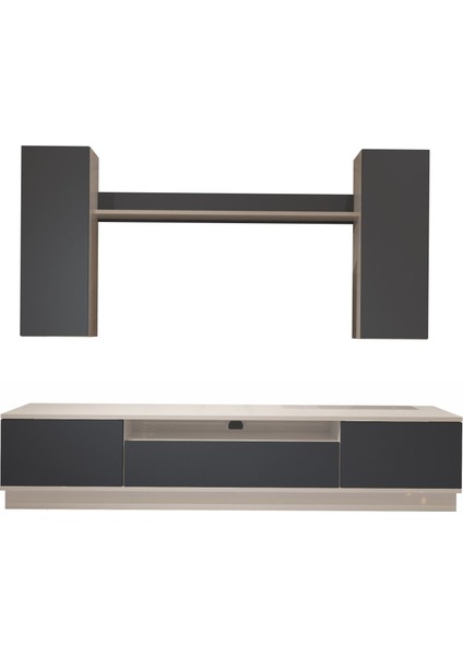 Trio 5ds Mdf Tv Ünitesi Tv Sehpası - Beyaz - Antrasit fırsatları