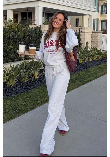 Gri Bol Paça Kadın Eşofman Altı MG2279