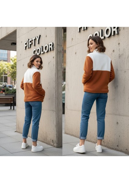 Kadın Yarım Fermuarlı Peluş Sweatshirt – Rahat ve Sıcak Kışlık Üst fiyatları