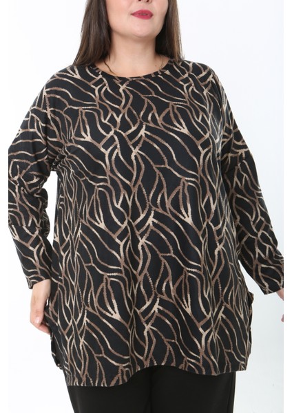 Kadın Yünlü Viskon Likralı Desenli Büyük Beden Tunik fiyatları