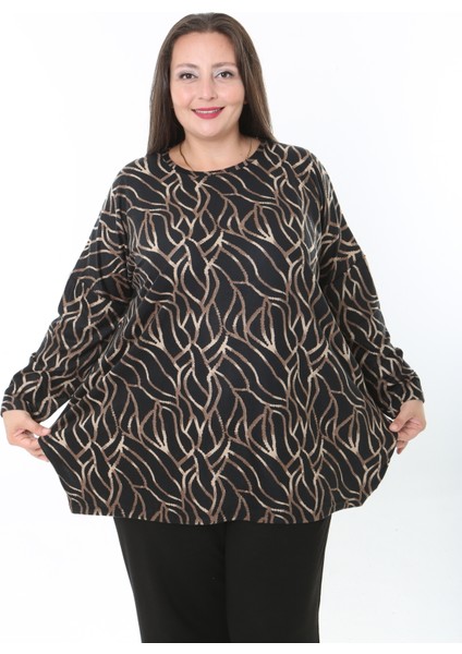 Kadın Yünlü Viskon Likralı Desenli Büyük Beden Tunik modelleri