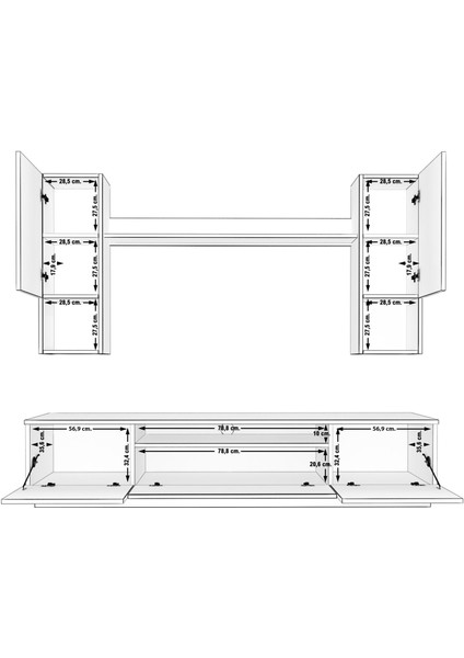 Trio 5das Mdf Tv Ünitesi Tv Sehpası - Pera - Siyah