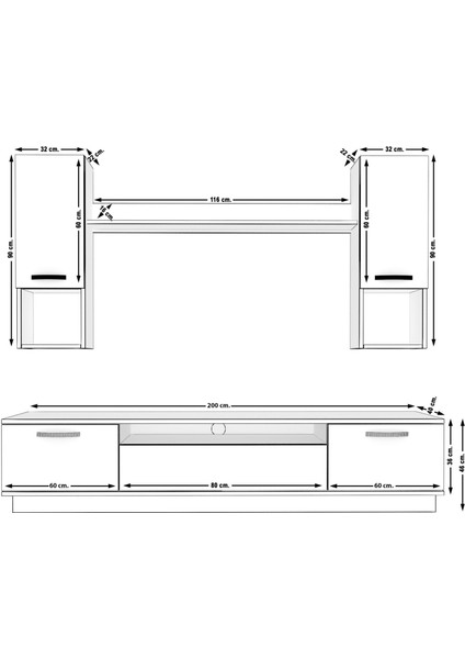 Trio 5da Mdf Tv Ünitesi Tv Sehpası - Naturel Pera