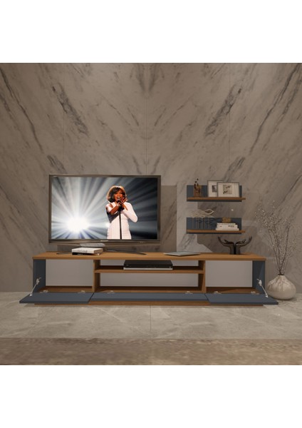 Trio 4s Mdf Tv Ünitesi Tv Sehpası - Ceviz - Antrasit modelleri