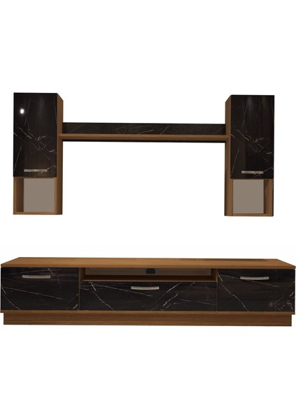 Trio 5da Mdf Tv Ünitesi Tv Sehpası - Ceviz - Siyah Mermer fırsatları