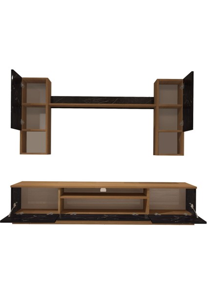 Trio 5da Mdf Tv Ünitesi Tv Sehpası - Ceviz - Siyah Mermer indirimleri