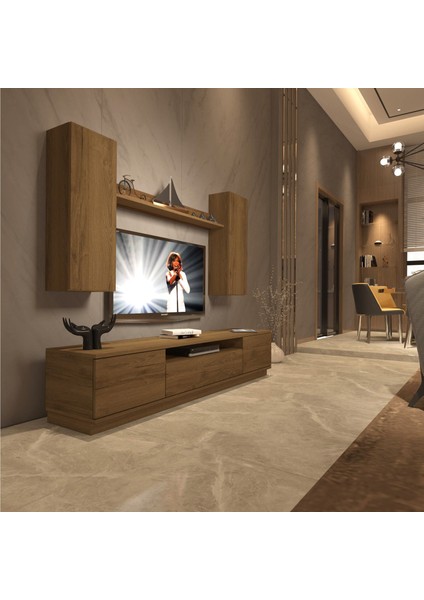 Trio 5ds Mdf Tv Ünitesi Tv Sehpası - Naturel Pera