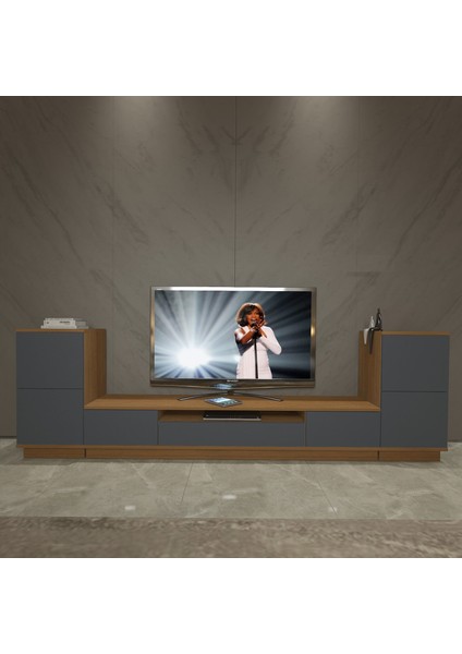 Trio ON2S Mdf Tv Ünitesi Tv Sehpası - Ceviz - Antrasit fiyatları