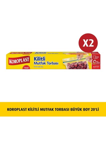 Kilitli Mutfak Torbası Büyük Boy 10'lu x 2 Adet