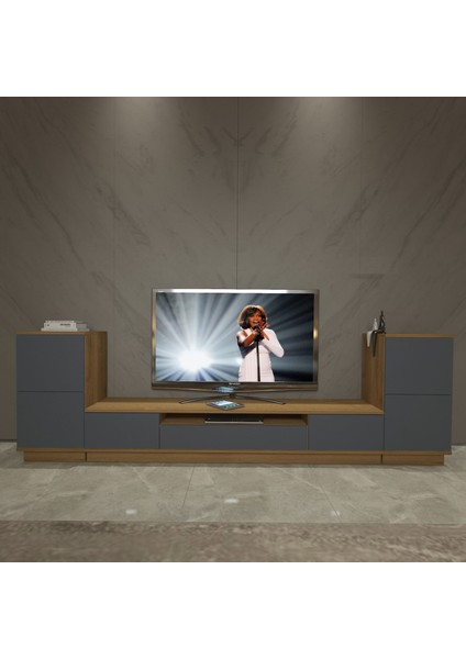 Trio ON2S Mdf Tv Ünitesi Tv Sehpası - Pera - Antrasit fiyatları