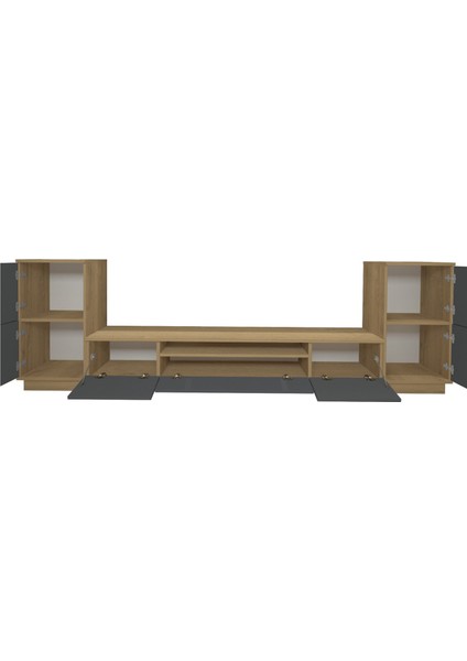 Trio ON2S Mdf Tv Ünitesi Tv Sehpası - Pera - Antrasit indirimleri