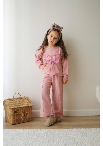 Kurdele Baskılı Kız Çocuk Ikili Eşofman Takımı