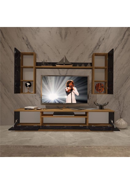 Trio 5ds Mdf Tv Ünitesi Tv Sehpası - Pera - Siyah Mermer modelleri