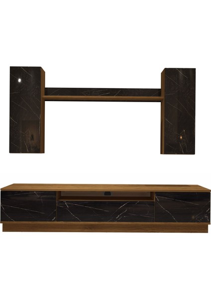 Trio 5ds Mdf Tv Ünitesi Tv Sehpası - Pera - Siyah Mermer fırsatları