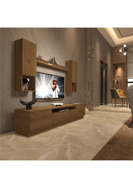 Trio 5das Mdf Tv Ünitesi Tv Sehpası - Naturel Pera