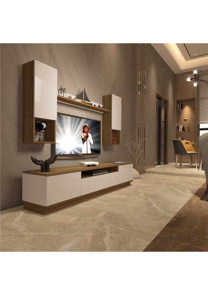 Trio 5das Mdf Tv Ünitesi Tv Sehpası - Pera - Beyaz