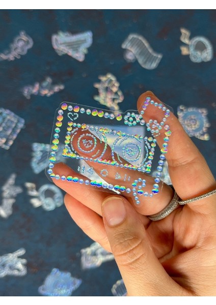 20 Adet 3D Kristal Işıltılı Inci Serisi Mavi Paket Sticker Seti / Etiket / Çıkartma / Su Geçirmez fiyatları