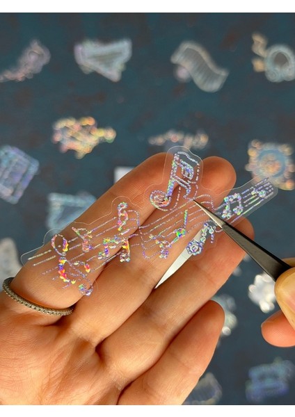 20 Adet 3D Kristal Işıltılı Inci Serisi Mavi Paket Sticker Seti / Etiket / Çıkartma / Su Geçirmez modelleri