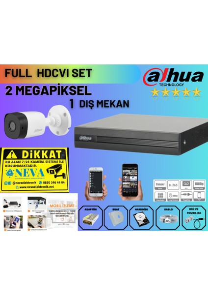 1 Kameralı Ahd/ Hdcvı Set Full Herşey Dahil